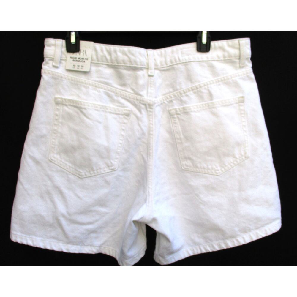 Nwt ZARA White High Waisted Rigid Mom Fit Shorts Women's Size 10 - Picture 4 of 8